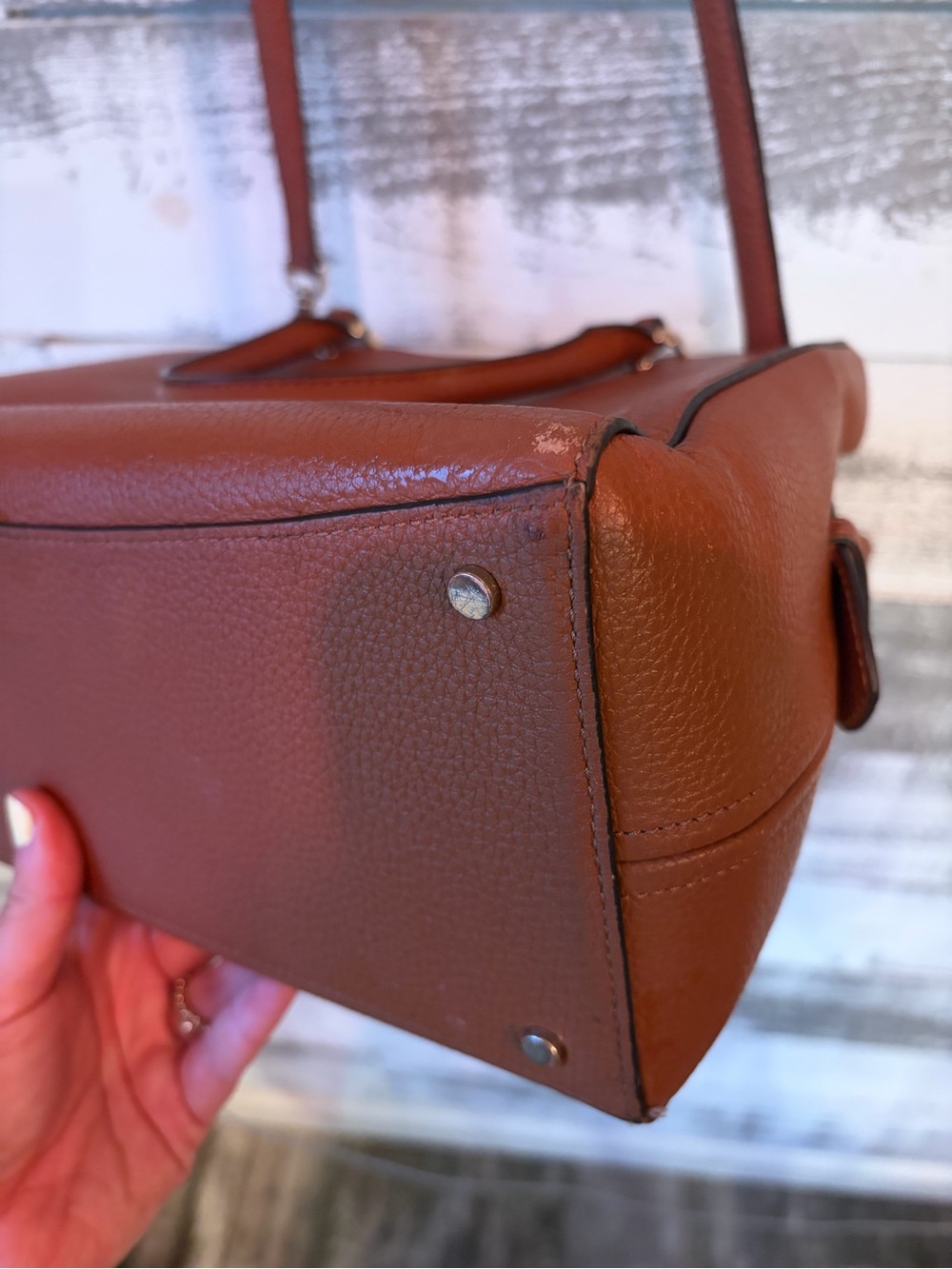 Kate Spade New York Cognac Pebbled Leather Satchel Crossbody Purse 👜 - Picture 8 of 14